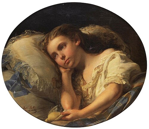 Portrait of a young girl, 1858, Antonio Rotta