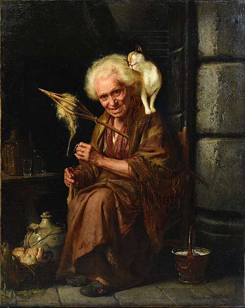 Old woman with cat, 1868, Antonio Rotta
