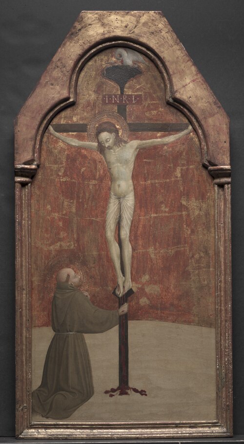 St. Francis Kneeling before Christ on the Cross, 1437, Sassetta