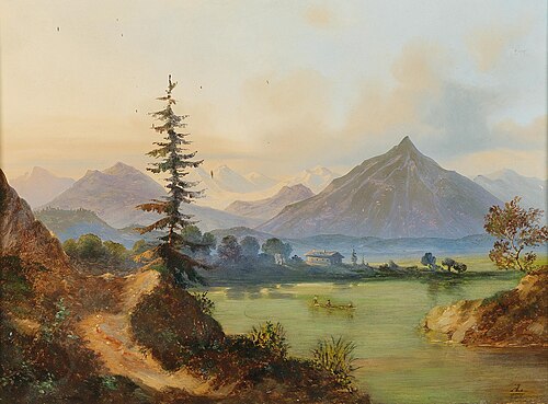 Lake in a Mountain Landscape, 1882, Adolf Heinrich Lier