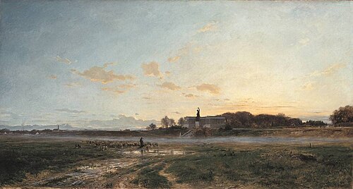 Theresienwiese with the Statue of Bavaria at Dusk, 1882, Adolf Heinrich Lier