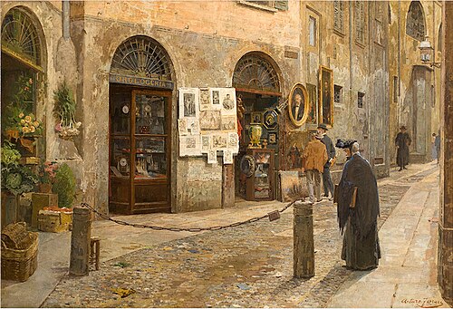 Nella vecchia via (Il vicolo di San Bernardino alle ossa a Milano), 1912, Arturo Ferrari