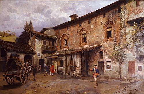 Fifteenth-Century Courtyard in Castiglione Olona; Ancient courtyard, 1895, Arturo Ferrari