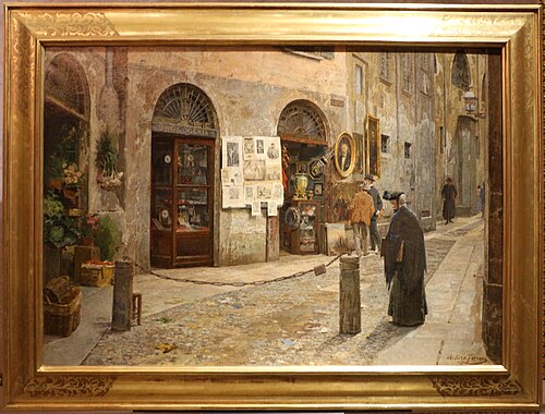 nella vecchia via (il vicolo di san bernardino alle ossa a milano), 1912, Arturo Ferrari