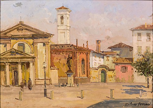 Piazza Borromeo, Mailand, 1919, Arturo Ferrari