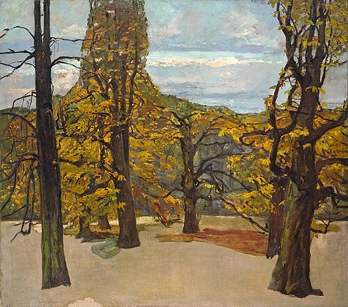 Herbstliche Parklandschaft (Untere Anlagen) (Stuttgarter Schlossgarten), 1906, Adolf Hölzel