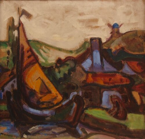 Segelboot, 1913, Adolf Hölzel