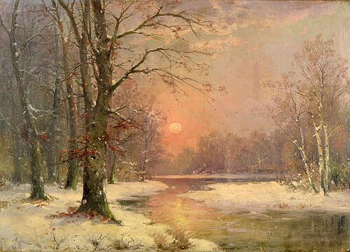 Sunset in winter landscape, , Adolf Kaufmann