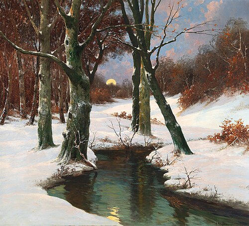 Winter Landscape with Rising Moon, 1916, Adolf Kaufmann