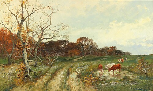 Sommerlandschaft mit weidenden Kühen, 1916, Adolf Kaufmann
