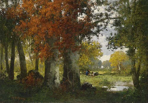 Waldlichtung mit Reisigsammlerin, 1916, Adolf Kaufmann