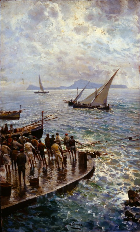 Pescatori sul molo, 1900, Attilio Pratella