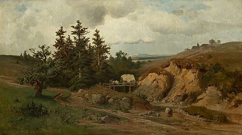 Scenery with a Wooden Bridge, 1858, Adolf Kosárek