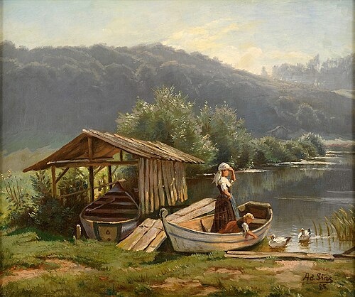 Sommerliche Seenlandschaft., 1885, Adolf Lins