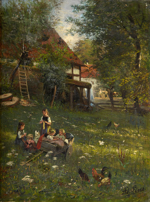 Spielende Kinder in der Schwalm, , Adolf Lins