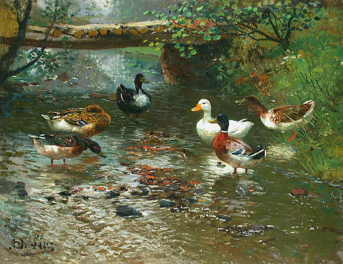Ducks at the Stream, , Adolf Lins