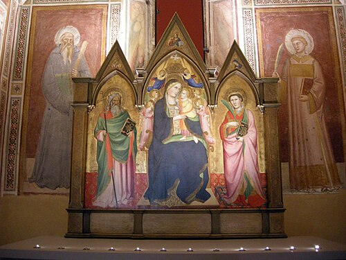 Madonna mit Kind, Engeln und den hll. Andreas und Laurentius, 1390, Agnolo Gaddi
