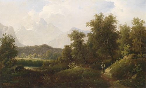Mountainous River Landscape, , Adolf Michael Boehm