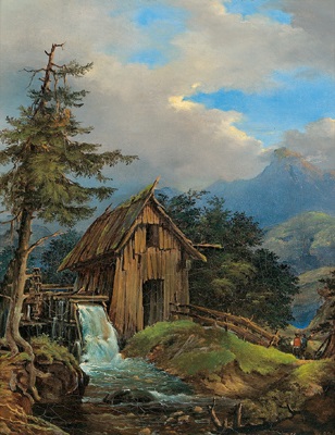 Mühle bei Grein in Oberösterreich, 1852, Adolf Obermüllner