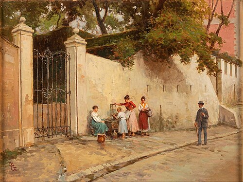 At the fountain, 1909, Bartolommeo Giuliano
