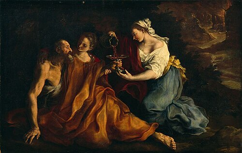 Lot with his daughters, 1700, Bartolomeo Guidobono