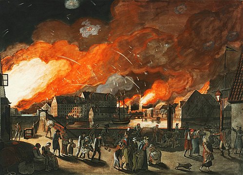 Copenhagen, the night between 4 and 5 September 1807 seen from Christianshavn, 1807, Christoffer Wilhelm Eckersberg