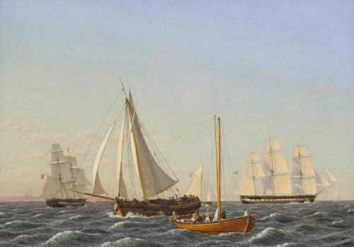 Ships cruising against the wind, 1825, Christoffer Wilhelm Eckersberg