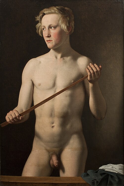 Standing male model Carl Frørup, 1837, Christoffer Wilhelm Eckersberg