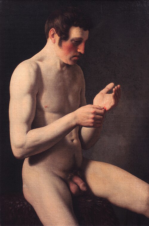 A sitting male model. Peter Kristrup, 1837, Christoffer Wilhelm Eckersberg