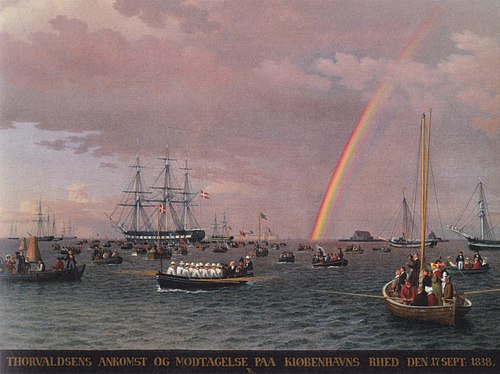 Thorvaldsens ankomst på Københavns red., 1839, Christoffer Wilhelm Eckersberg