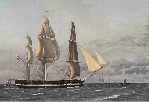 A frigate 'Nymfen' (the Nymph) sailing, 1832, 1832, Christoffer Wilhelm Eckersberg