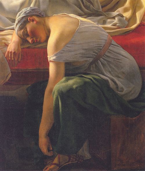 A sleeping woman in antique garment. The wet nurse of Alcyone., 1813, Christoffer Wilhelm Eckersberg