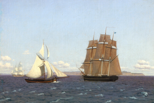 A frigate and a yacht., 1835, Christoffer Wilhelm Eckersberg