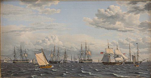 A Russian Fleet at Anchor near Elsinore, 1826, Christoffer Wilhelm Eckersberg