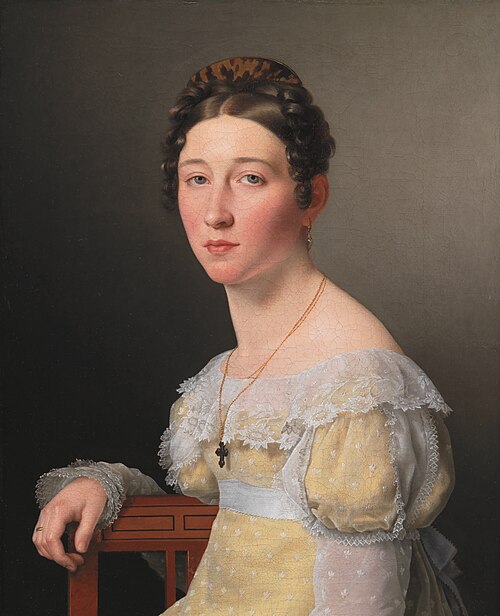 Emilie Henriette Massmann, gift 1824 med kammerjunker Frederik Wilhelm Caspar von Benzon, 1820, Christoffer Wilhelm Eckersberg