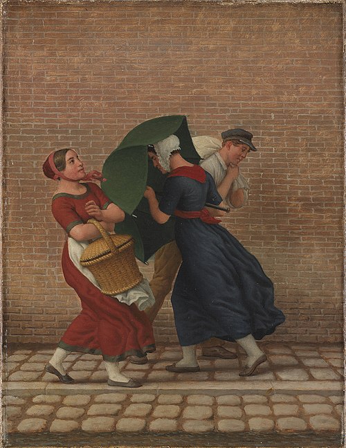 Street Scene in Windy and Rainy Weather, 1846, Christoffer Wilhelm Eckersberg