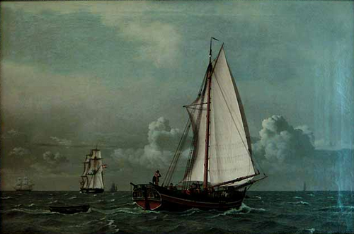 A Sloop with Passengers, 1831, Christoffer Wilhelm Eckersberg