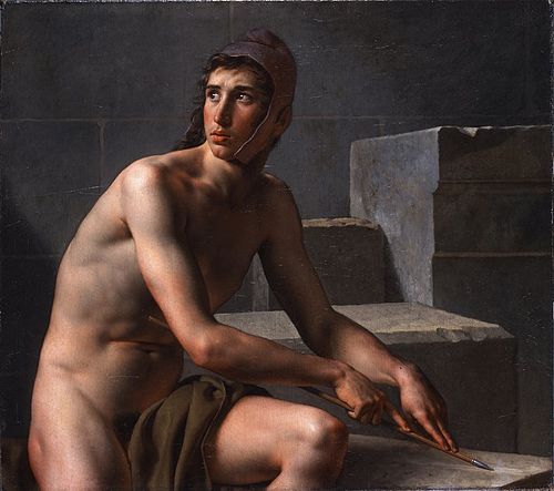 A young bowman sharpens his arrow, 1812, Christoffer Wilhelm Eckersberg