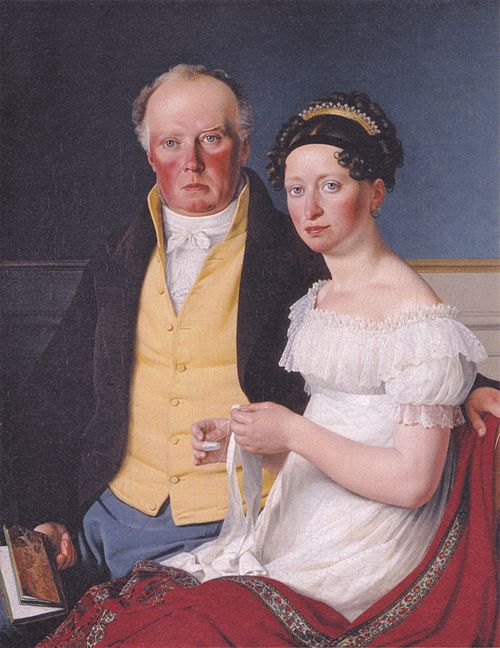 Double portrait of count Preben Bille-Brahe and his second wife, Johanne Caroline, nee Falbe, 1817, Christoffer Wilhelm Eckersberg