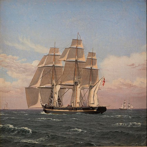 The corvette Najaden under sail, 1830, Christoffer Wilhelm Eckersberg