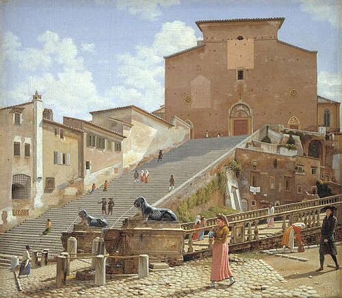 The Marble Steps Leading to the Church of Santa Maria in Aracoeli in Rome, 1814, Christoffer Wilhelm Eckersberg