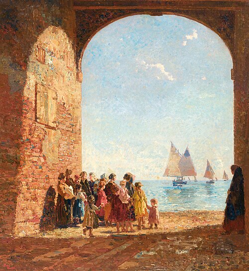 The arrival of the fishermen, 1932, Beppe Ciardi