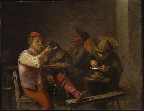 Peasant smoking tobacco in a tavern, 1628, Adriaen Brouwer
