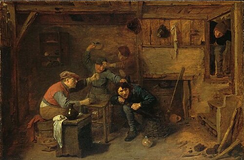 Joueurs de cartes se bagarrant, 1631, Adriaen Brouwer