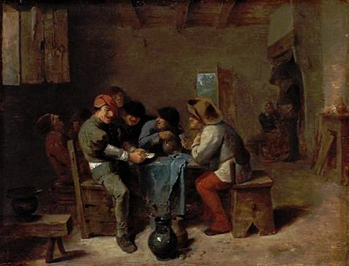Peasants playing cards in a tavern, 1635, Adriaen Brouwer
