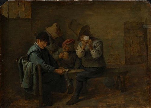 Peasants playing cards, 1631, Adriaen Brouwer