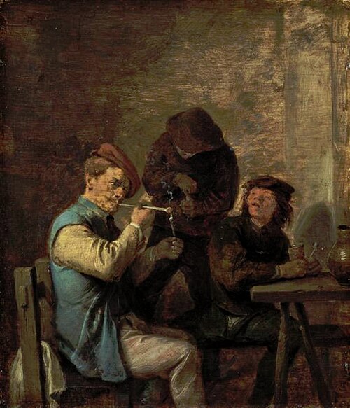 Scène avec des fumeurs (Allégorie du sens du goût), 1630, Adriaen Brouwer