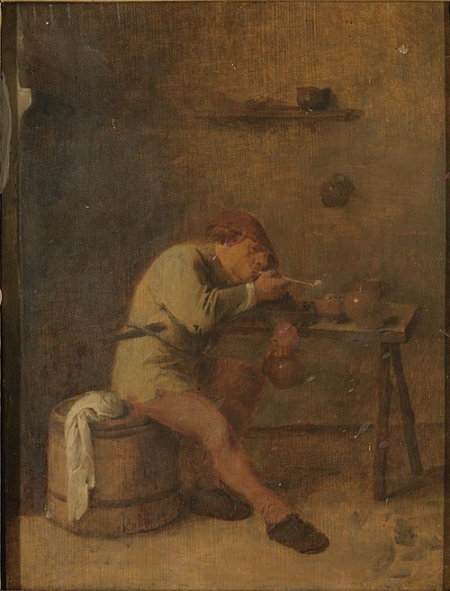 A Smoker Lighting His Pipe, 1630, Adriaen Brouwer