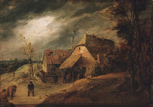 Landscape with Bowlers, 1635, Adriaen Brouwer