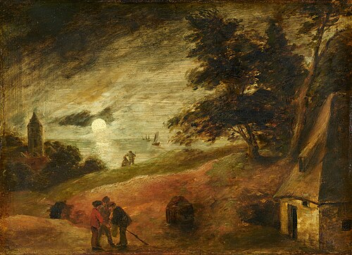 Landscape by Moonlight, 1635, Adriaen Brouwer